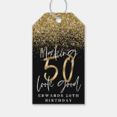 50歳の誕生日を良く見せる感謝してい金ゴールド ギフトタグ (正面)