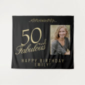 50歳の誕生日を記念するゴージャスな写真用背景 タペストリー (正面(横))