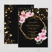 50歳の誕生日を迎えるトロピカルブラック金ゴールド星募集 ポストカード (正面/裏面)