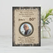 50歳の誕生日を迎える男、どんな年齢も、木、素朴な感じ 招待状 (スタンド正面)