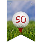 50歳の誕生日を迎える草の上のゴルフボール バンティングフラッグ (第1の旗)