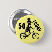 50歳の誕生日を迎える50歳の犬 缶バッジ (正面&裏面)