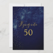 50歳の誕生日イブスカイアストラルゴールドスターズブルー 招待状 (裏面)