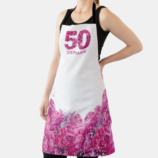 50歳の誕生日エプロピンクエプロン50年の牡丹 エプロン (インサイチュ)