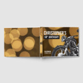 50歳の誕生日オートバイ金ゴールドとブラックテーマ ゲストブック (全面)