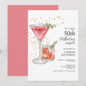50歳の誕生日カクテルパーティーの招待状 招待状 (正面/裏面)
