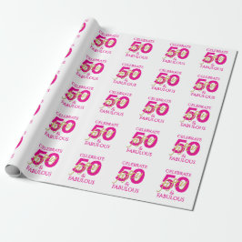 50歳の誕生日カスタムネーム 50アンドファビュラス ラッピングペーパー
