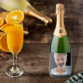 50歳の誕生日カスタム写真こんにちは50人の男性 スパークリングワインラベル