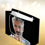 50歳の誕生日カスタム写真こんにちは50人50人の男 ラージペーパーバッグ