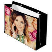 50歳の誕生日カスタム写真こんにちは50 ラージペーパーバッグ (正面アングル)