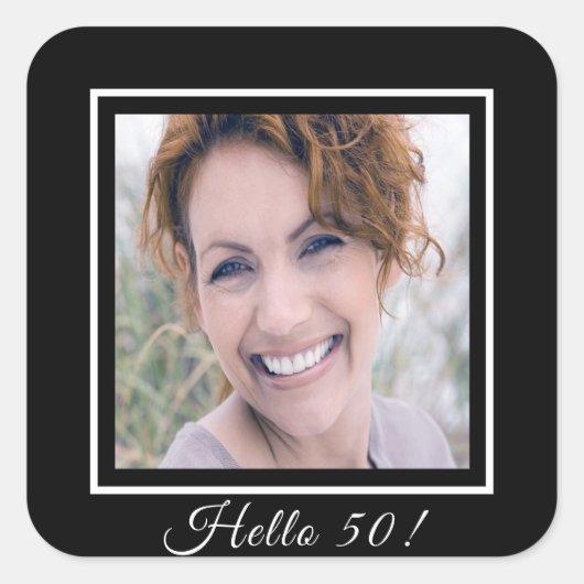 50歳の誕生日カスタム写真黒人女性 スクエアシール (正面)
