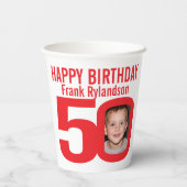 50歳の誕生日カスタム2枚の写真白 紙コップ (裏面)