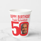 50歳の誕生日カスタム2枚の写真白 紙コップ (正面)