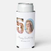 50歳の誕生日カスタム2枚の写真 スリム缶クーラー (Seltzer正面)