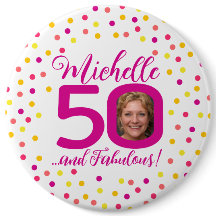 50歳の誕生日カラフルピンク黄色の紙吹雪写真