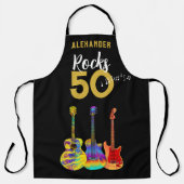 50歳の誕生日ギターロック50名 エプロン (正面)