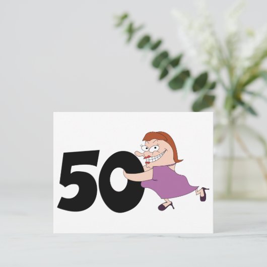 50歳の誕生日ギフト – 漫画おもしろいの誕生日 ポストカード (スタンド正面)