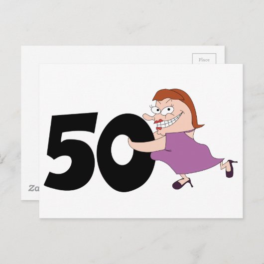 50歳の誕生日ギフト – 漫画おもしろいの誕生日 ポストカード (正面/裏面)