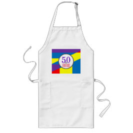 50歳の誕生日クッキングカラーブロックスタイル ロングエプロン