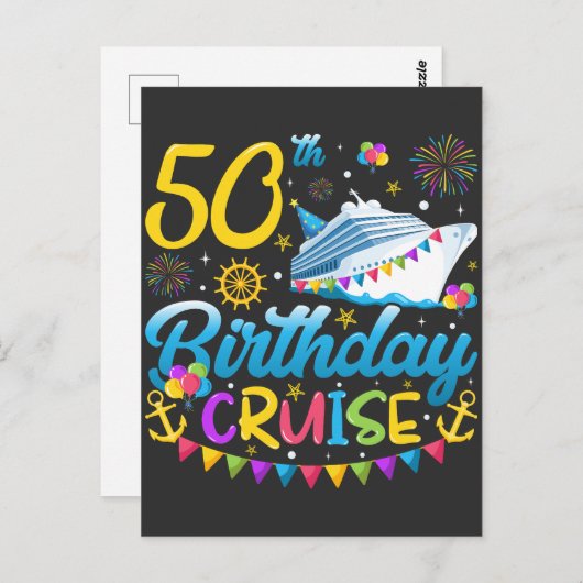 50歳の誕生日クルーズ 誕生日パーティー ポストカード (正面/裏面)