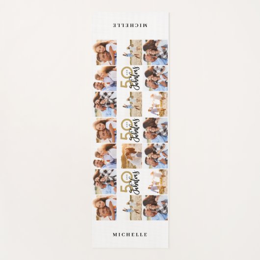 50歳の誕生日グッド金ゴールドブラック写真コラージシックy ヨガマット (正面)