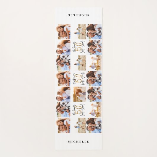 50歳の誕生日グッド金ゴールドブラック写真コラージシックy ヨガマット (裏面)