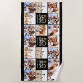 50歳の誕生日グッド金ゴールドブラック写真コラージュchic b ビーチタオル (正面)