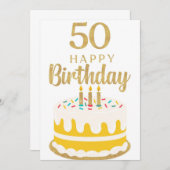 50歳の誕生日グリーティングカード 招待状 (正面/裏面)