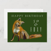 50歳の誕生日グリーティングレッドフォックス50とfoxy ポストカード (正面/裏面)