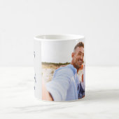 50歳の誕生日グレイモダンとネイビーブルーの写真ギフト コーヒーマグカップ (中央)