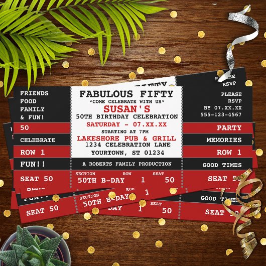 50歳の誕生日コンサートチケットパーティー招待状 招待状