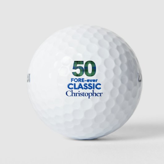 50歳の誕生日ゴルファーギフト、FORE-ever クール プリント 50 ゴルフボール (正面)