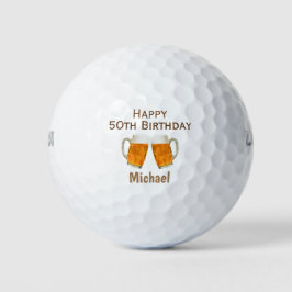 50歳の誕生日ゴルファービール乾杯 ゴルフボール