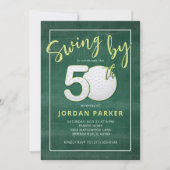 50歳の誕生日ゴルフテーマ「Swing By」スタイリッシュグリーン 招待状 (正面)