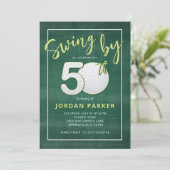 50歳の誕生日ゴルフテーマ「Swing By」スタイリッシュグリーン 招待状 (スタンド正面)