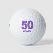 50歳の誕生日ゴルフボールパープル50歳の贈り物 ゴルフボール (正面)