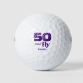 50歳の誕生日ゴルフボール オリジナル 50年と飛翔 ゴルフボール (正面)