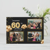 50歳の誕生日ゴールドシルバーブラックバルーン 招待状 (スタンド正面)