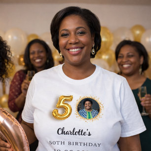 50歳の誕生日ゴールド写真 Tシャツ