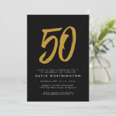 50歳の誕生日サプライズパーティ ブラックゴールド 招待状 (スタンド正面)