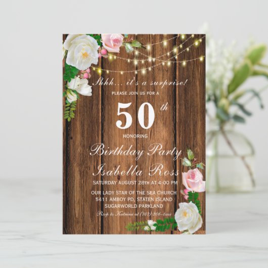 50歳の誕生日サプライズ招待状 招待状 (スタンド正面)