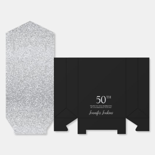 50歳の誕生日シルバーグリッターサンクスギフト フェイバーボックス (見開き)