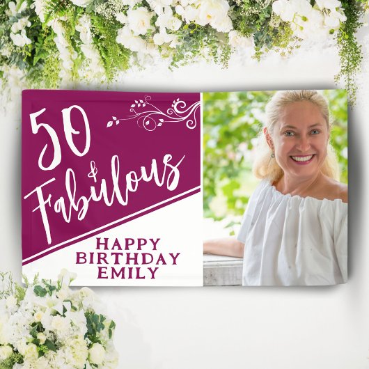 50歳の誕生日スクリプト写真マゼンタ 50歳の誕生日 横断幕