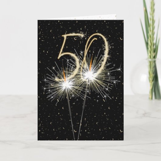 50歳の誕生日スパークラー カード (正面)