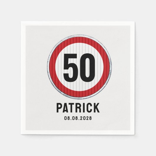 50歳の誕生日スピードリミットサイン スタンダードカクテルナプキン (正面)