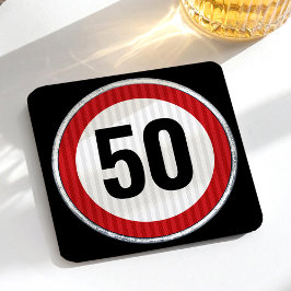 50歳の誕生日スピード制限標識 - 何歳でもOK スクエアペーパーコースター
