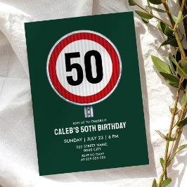 50歳の誕生日スピード制限標識 - 何歳でもOK 招待状