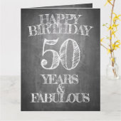 50歳の誕生日チョークボードスタイルのグリーティング カード (黄色い花)