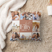 50歳の誕生日テラコッタモダンフォトコラージュ クッション (ブランケット)