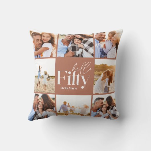 50歳の誕生日テラコッタモダンフォトコラージュ クッション (裏面)